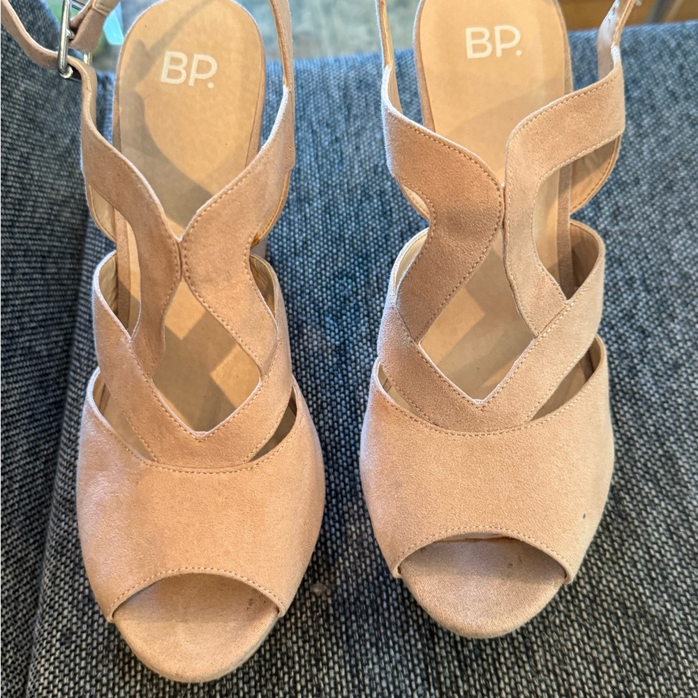 BP Women's Beige Wedge Sandals
